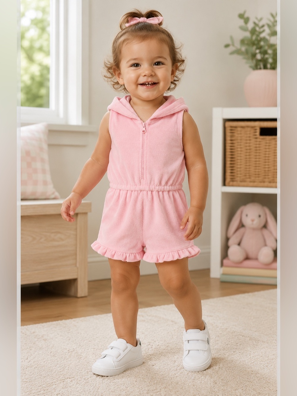 • Janie and Jack • Girls Terry Cover Up Romper Pink
12-18 Months